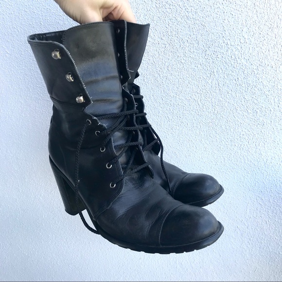 Rare! Vintage GUESS by Marciano Lace Up Boots! Combat Granny Grunge Boots 90s - Picture 2 of 9